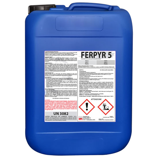 Articolo HPR1302-10 FERPYR Insetticida concentrato - tanica 10 l - Idoneo all'utilizzo con il Mod. WH12PROFRX Pompa irroratrice spalleggiata 12 litri con batteria intercambiabile - Osd gruppo Ecotech srl